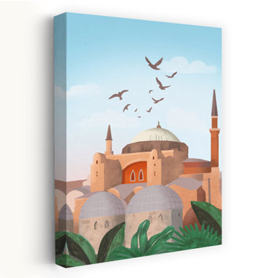 Istanbul, Turquie - Affiche murale représentant un oiseau abstrait paisible et serein représentant l'architecture de la ville