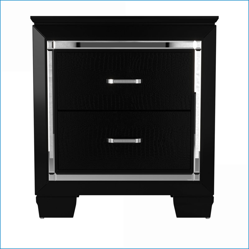 Table de chevet 2 tiroirs Glam, Noir