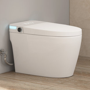 Toilette à bidet intelligente allongée avec siège chauffant, lavabo et séchoir à air Piedmont, chasse d'eau avec capteur de pied, chasse occultante, veilleuse (télécommande incluse) Piedmont