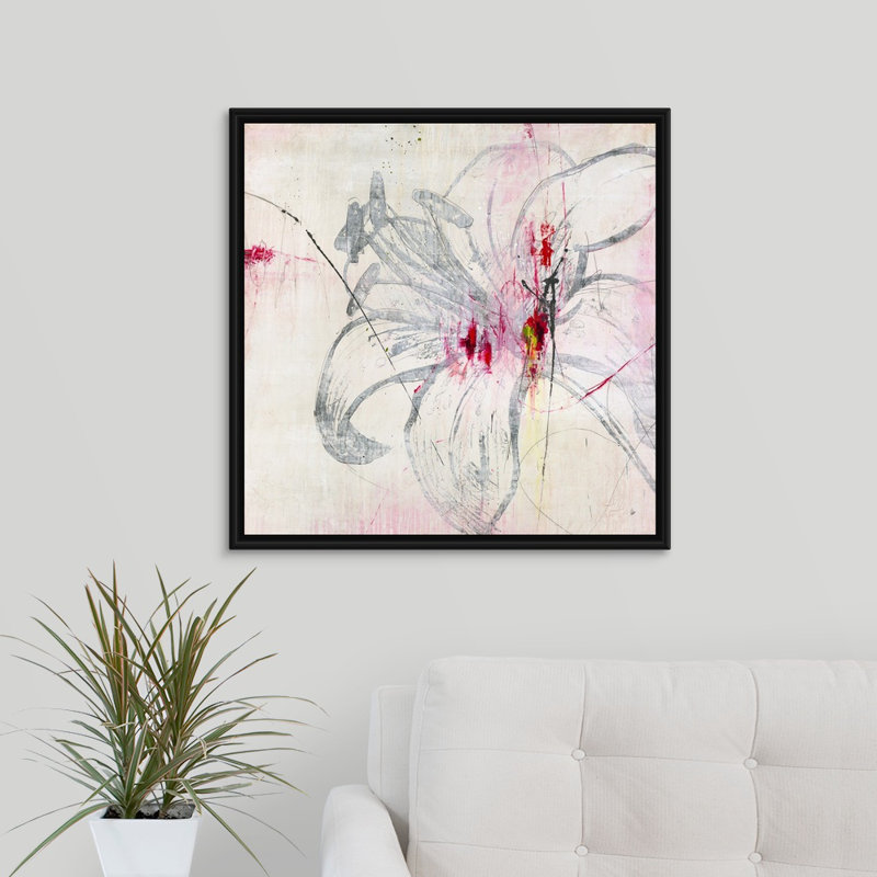 « genesis i », peinture sur toile, H 25,7 po x l 25,7 po x p 1,75 po, Cadre flottant noir