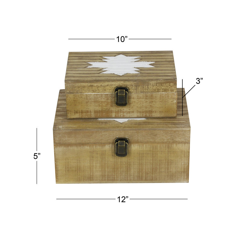 Ensemble de boîtes en bois massif 2 pièces Cartley