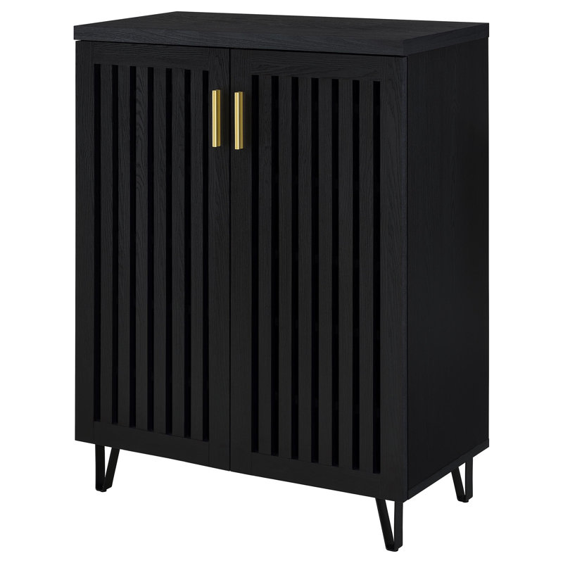 Brixton 2-Door Entryway Shoe Storage Cabinets Smoked Oak, Black