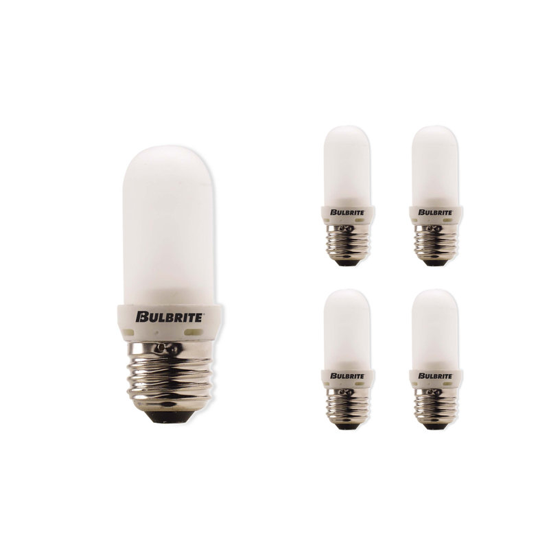 Bulbrite Pack Of (5) 150 Watt 120V Dimmable Frost T8 Double Envelope Halogen Mini Light Bulbs With Medium (E26) Base Soft White Light