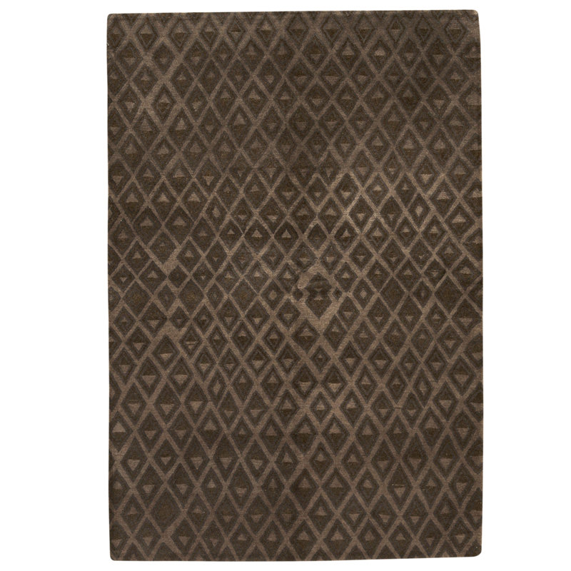 Hand Knotted Wool Area Rug in Black