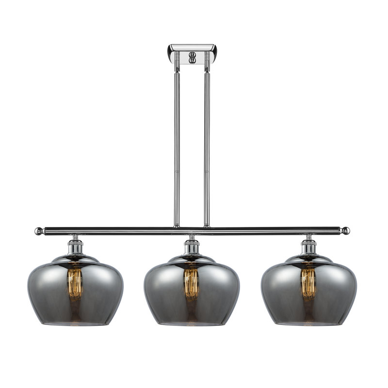 Montenegro 3 - Light Kitchen Island Pendant, Matte Black, Clear, No Bulb Included