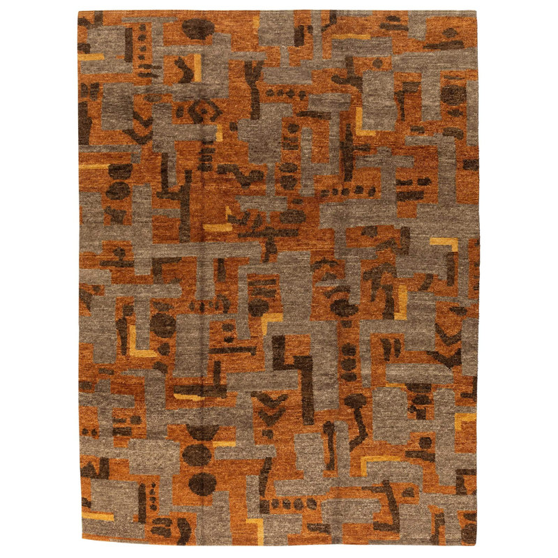Handmade Wool Abstract Area Rug, Rectangle 6' x 9'