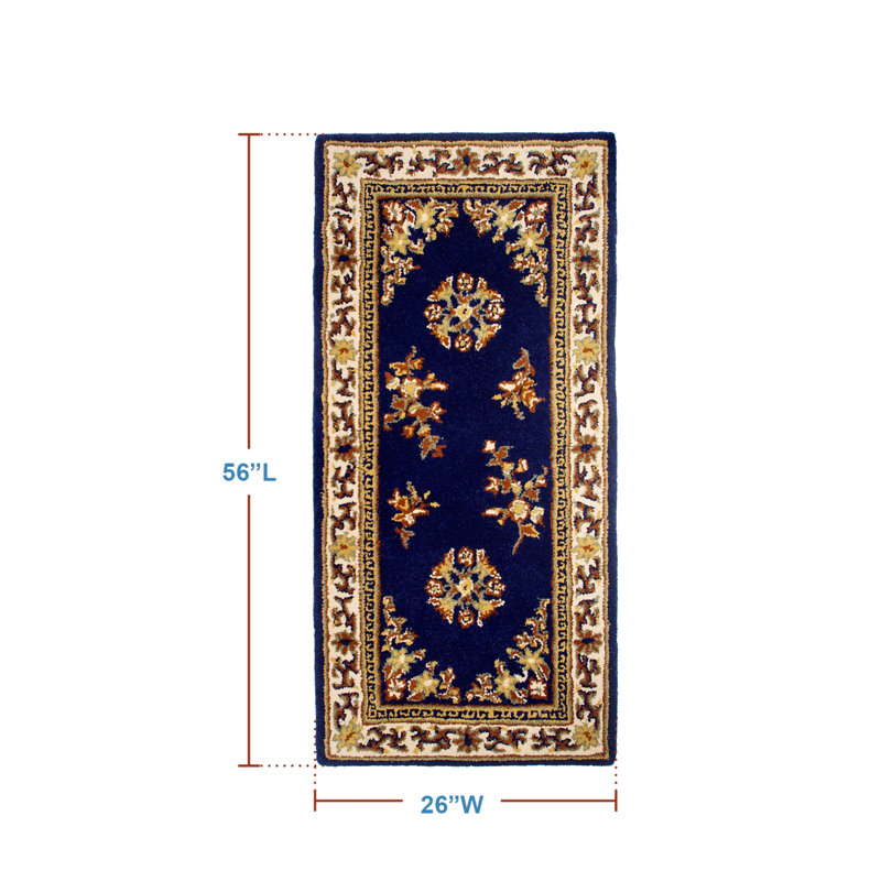Tapis en laine fait à la main Geloff, Rectangle H 56 po x l 26 po