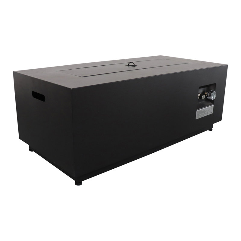 Table de foyer d'extérieur en acier avec couvercle H 16 po x l 42 po