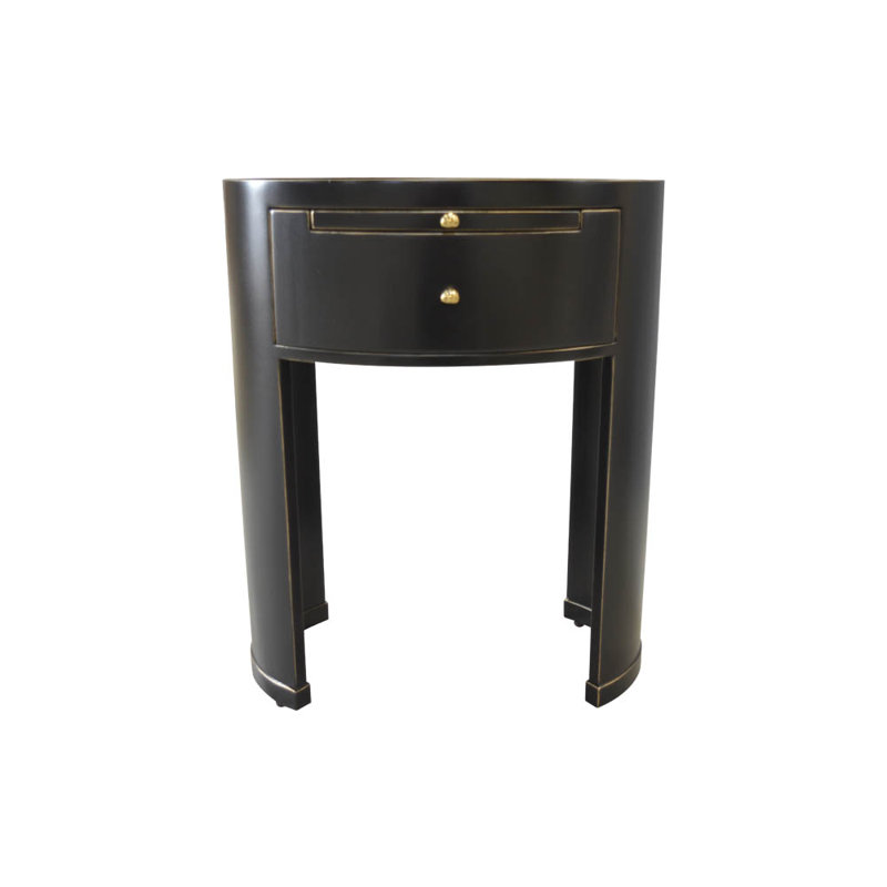 Coppess 55cm W Solid Wood Bedside Table, Black