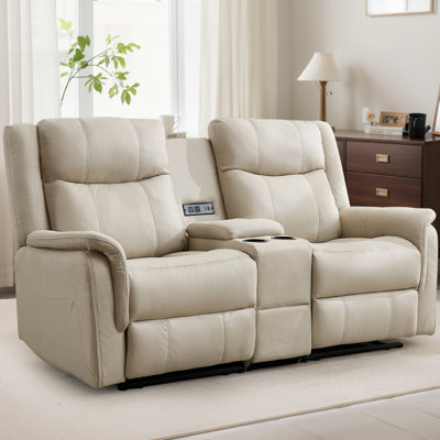 Canapé inclinable manuel, canapé inclinable 2 places avec porte-gobelets et ports USB, canapé inclinable pour le salon et le cinéma maison