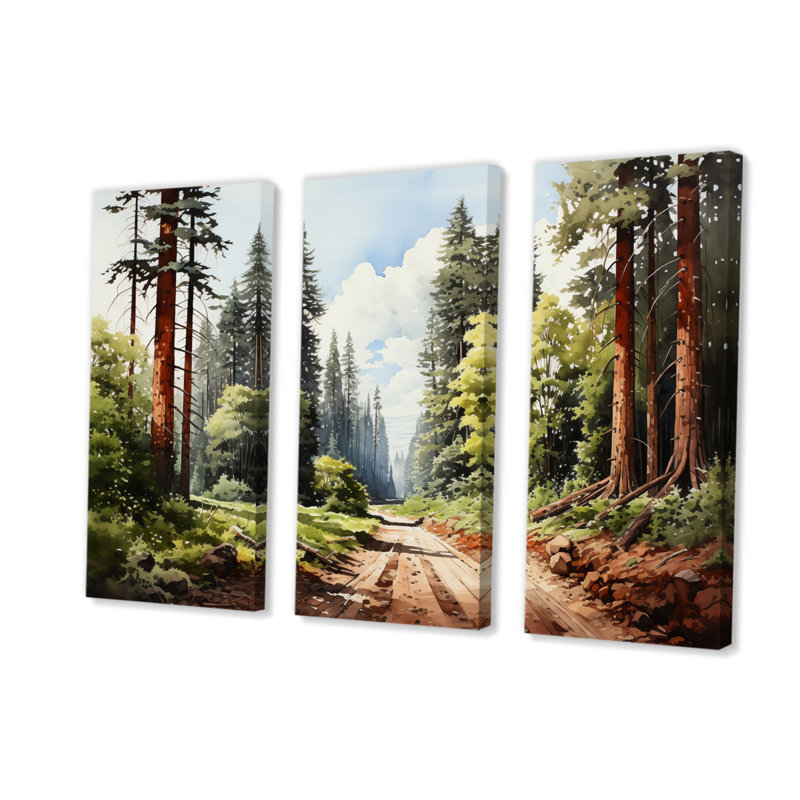 États-Unis, séquoia, forêt de la cathédrale - impression sur toile tendue 3 pièces, H 28 po x l 36 po x P 1 po
