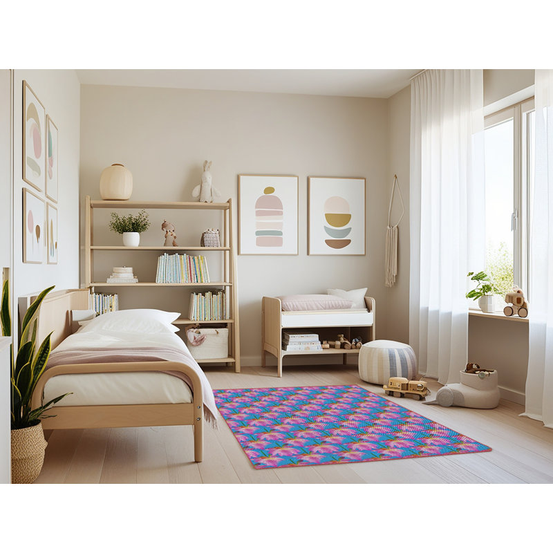 Tapis floral mauve / rouge, Rectangle 4 pi x 6 pi
