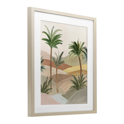 «Desert Oasis Palms», reproduction sous verre encadrée, design par Ian C.