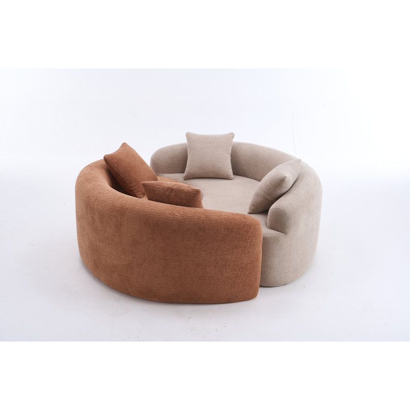 Canapé modulaire courbé en S en chenille: double profondeur (21,3 po et 26,8 po), beige, sans assemblage, compact pour les petits espaces, 400 lb, L 66,9 po