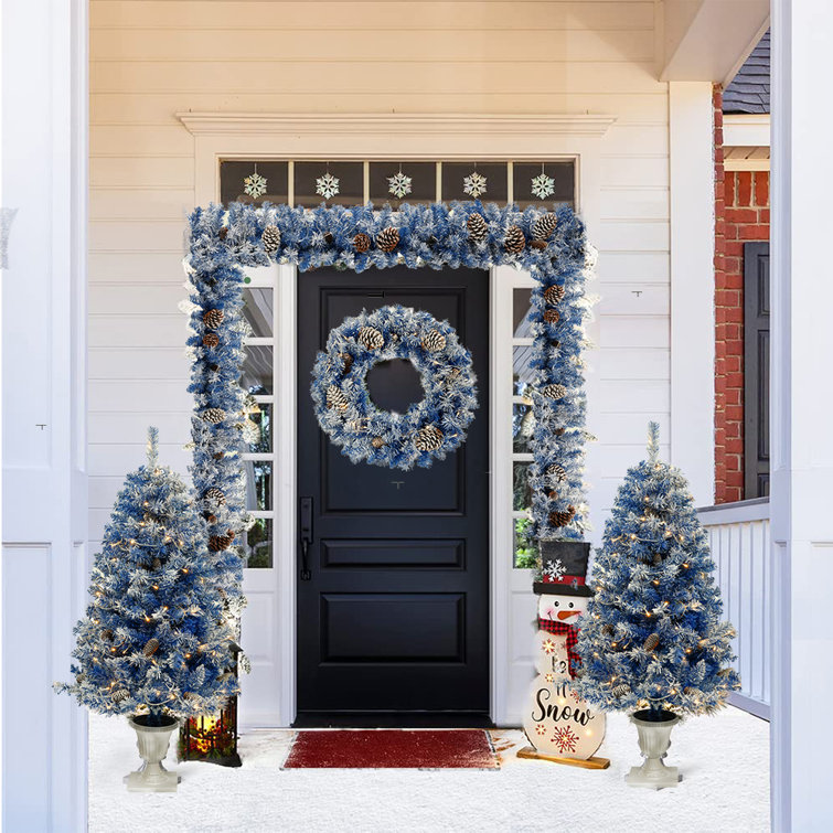  Christmas Swags Prelit Xmas Stairway Teardrop Wreath, Christmas  Wreaths for Front Door Christmas Decor Clearance, Artificial Holiday Wreath  with Bow Ball for Stair Railing Xmas Decor : Home & Kitchen