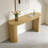 Curved Console Table With Unique Vertical Stripes, For Living Room, Study & Entryway-1184511791