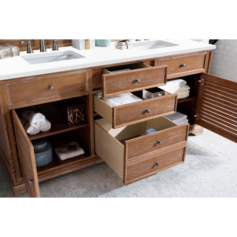 Savannah 72''  W Double Vanity, Driftwood, Classic White