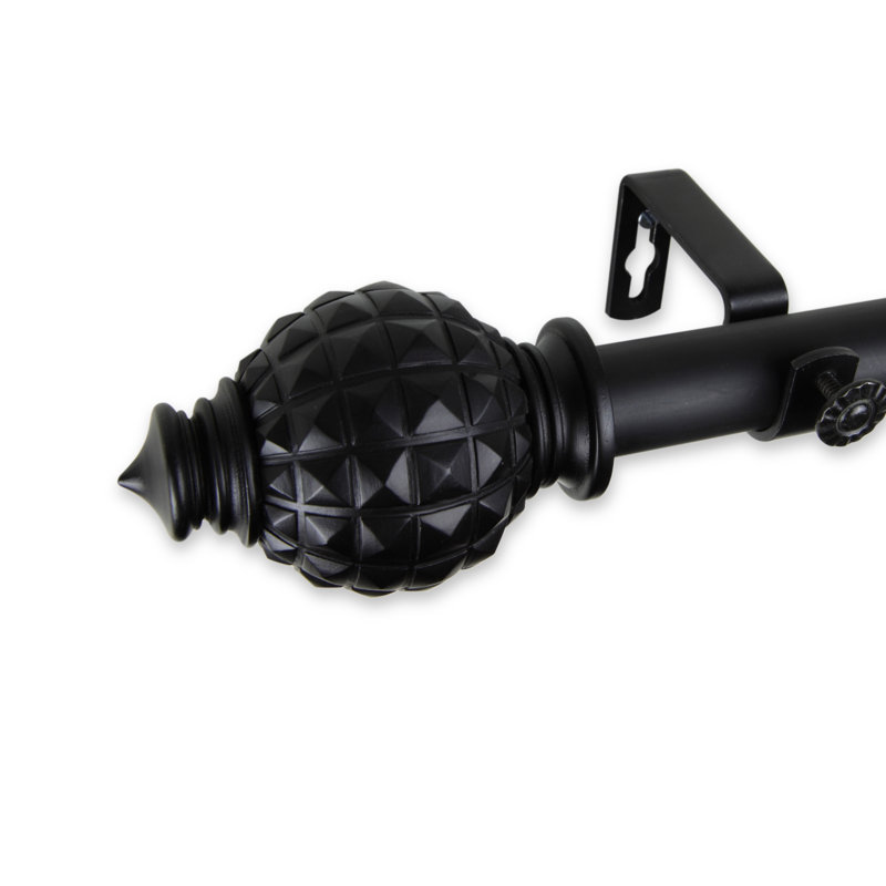 Baudette Steel Adjustable Single Curtain Rod, Black
