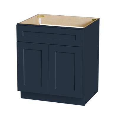 Armoire de base 33 po Shaker RTA, peint en bleu marine, bois massif, 24 P x 34,5 H