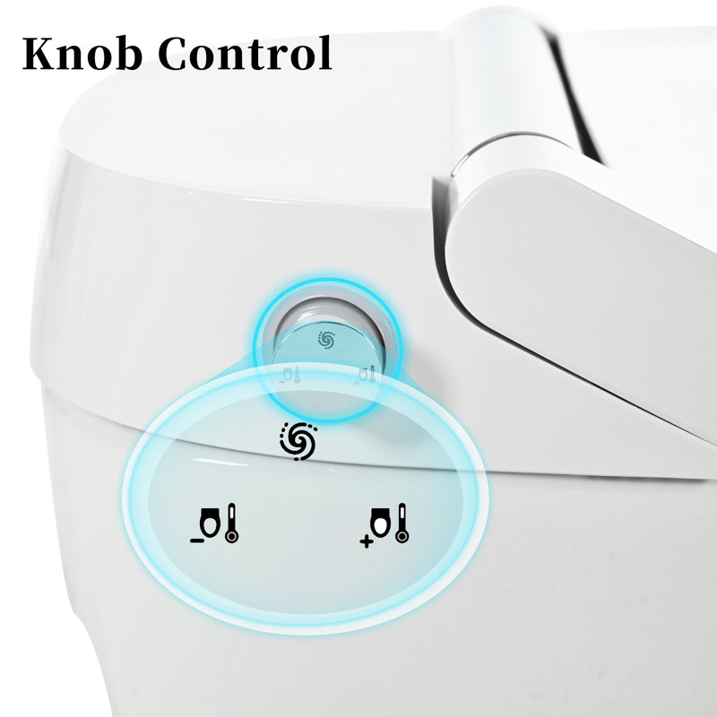 Smart One-Piece Elongated Toilet With Heated Seat, Dual Flush 1/1.28 GPF, Foot Sensor Flush, Auto Flush, And White Night Light