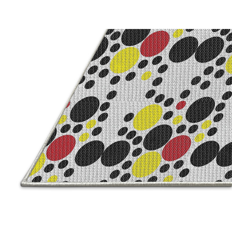 Tapis noir/jaune tissé à la machine, Rectangle 2 pi x 3 pi