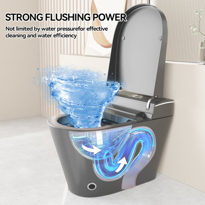 Toilette intelligente unique, toilette une pièce avec bidet intégré, siège d'auto ouverture / fermeture de toilette intelligent. Toilette bidet avec sécheuse et eau chaude.