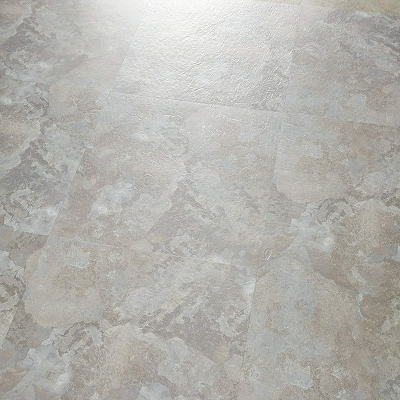 Woven Trends Majestic 2Mm 18"X18" Vinyl Tile, Light Gray Slate 1-Pack (10 Tiles) Self-Adhesive Peel & Stick Flooring, Waterproof Stone-Look For Kitchen Bathroom Basement