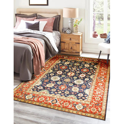 Violet Exquisite Navy Hand Knotted Wool Traditional Oriental Area Rug