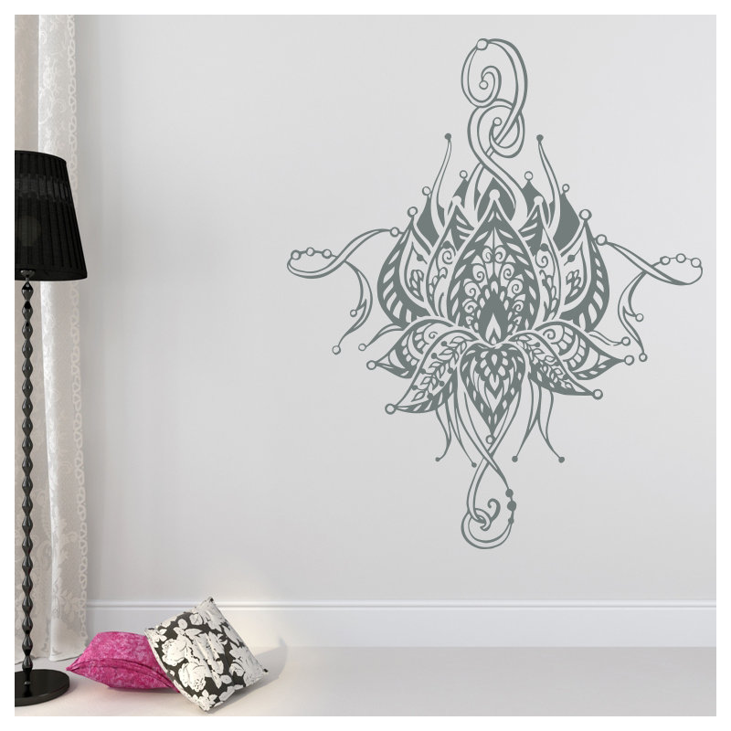 Décalcomanie murale fleur lotus Buller, Gris