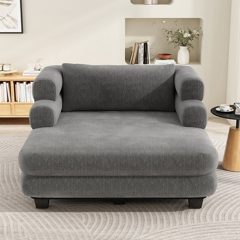Chaise longue surdimensionnée, chaise longue moderne avec assise profonde et accoudoirs superposés, Gris