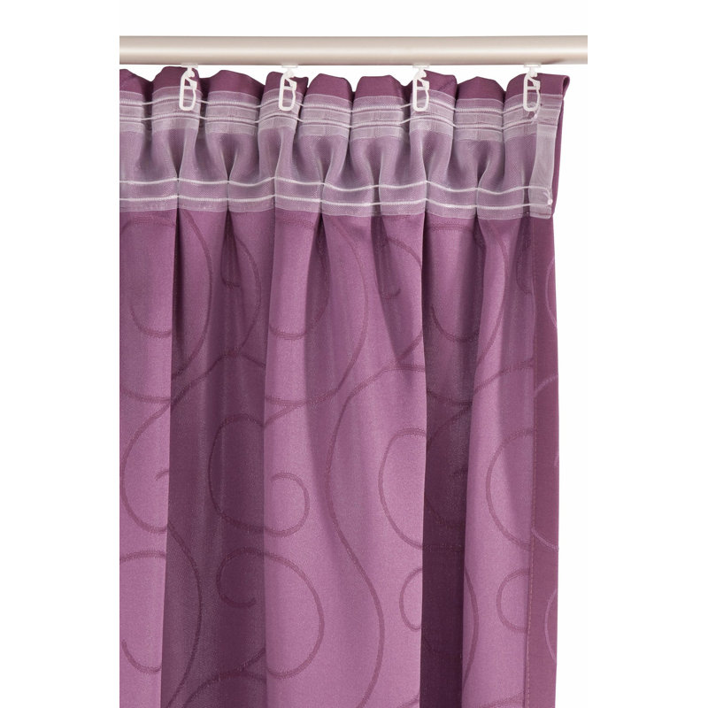 Coursey Room Darkening Curtain Single Panel, 132cm Width x 225cm Drop, Purple