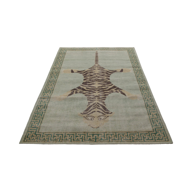 Distressed Homage Handmade Kilim Wool Animal Print Area Rug, Rectangle 13' x 19'