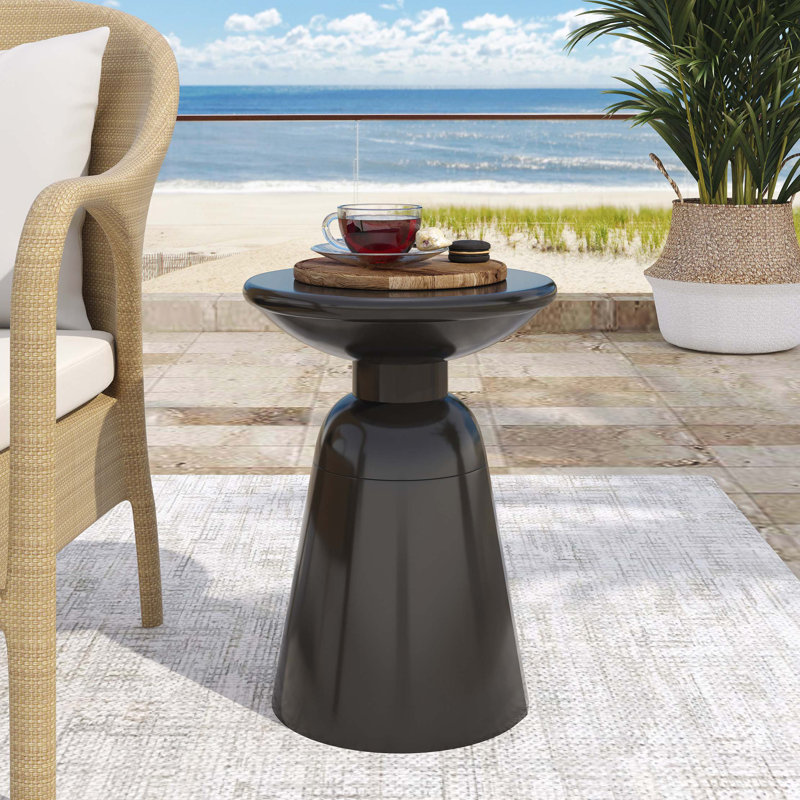 Table d'appoint d'extérieur en métal - Grand, Noir