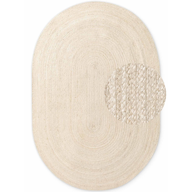 Hanse Home Rangpur - Jute Rug, Natural Rug for Living room, Bedroom, Diningroom, Oval 160 x 230 cm, Ivory