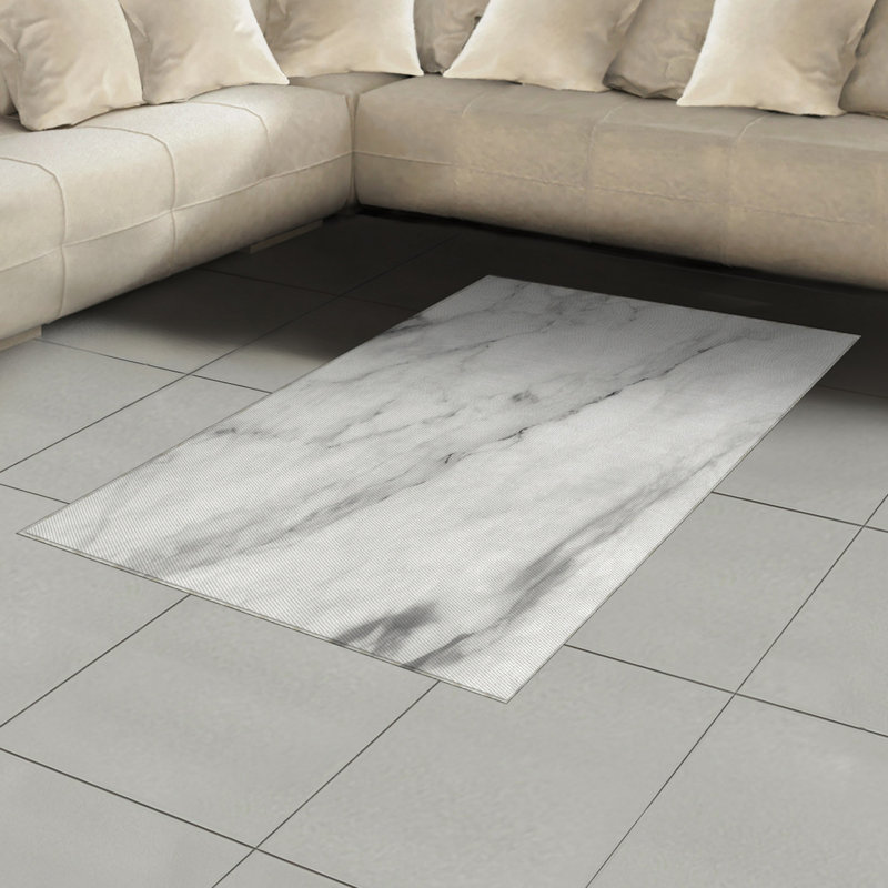 Marble Print High Density Long Fiber Poly Threads Decorative Area Rug Carpet, Rectangle 4' x 5'8"