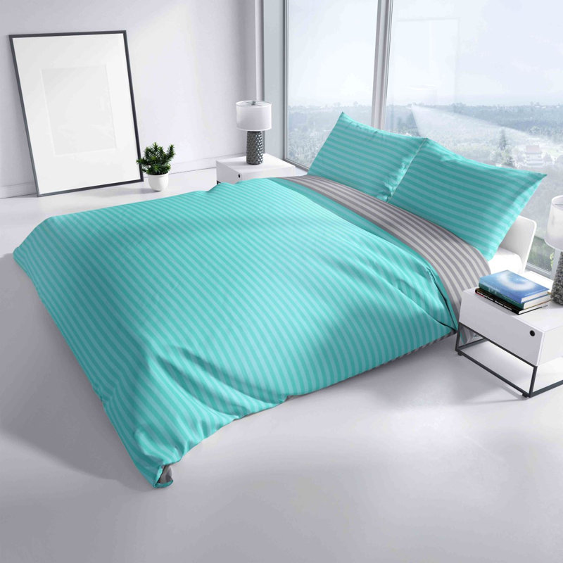 Lonetta Bed Linen Set with Pillowcase, 135 x 200cm + 1 Pillowcase (80 x 80cm), Grey