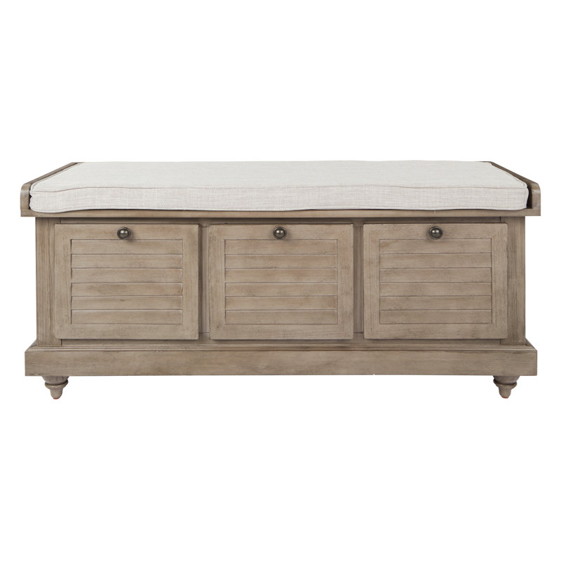 Banc de rangement à couvercle rabattable Almira, Gris antique
