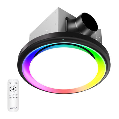 Akicon Bathroom Exhaust Fan with Humidity Sensor, 110 CFM 1.5 Sones Vent Fan with RGB Light, No Wall Switch Needed, Black