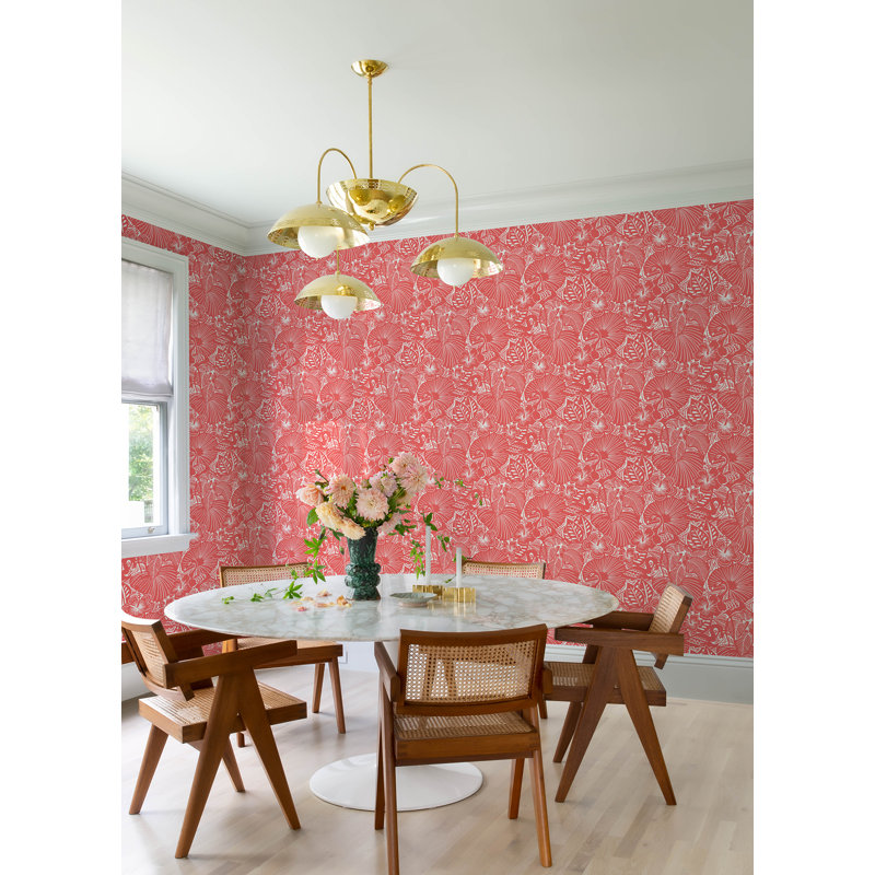 Idalia Navy Floral Flamingo Wallpaper, Pink