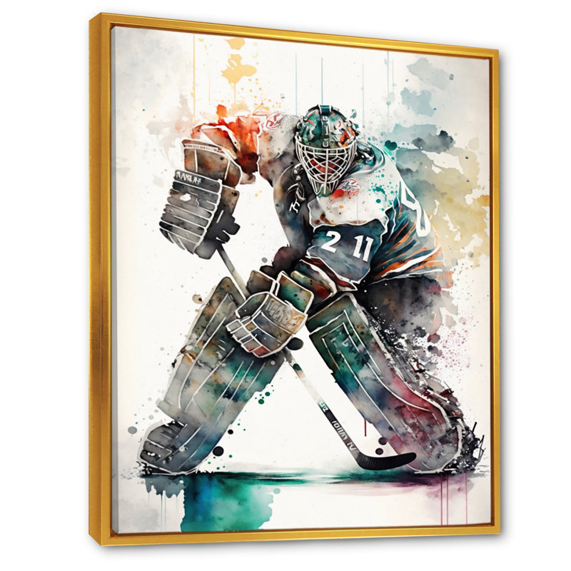 Hockey sur gazon sur glace pendant le jeu II - Impression sur toile, H 40 po x l 30 po x P 1,5 po