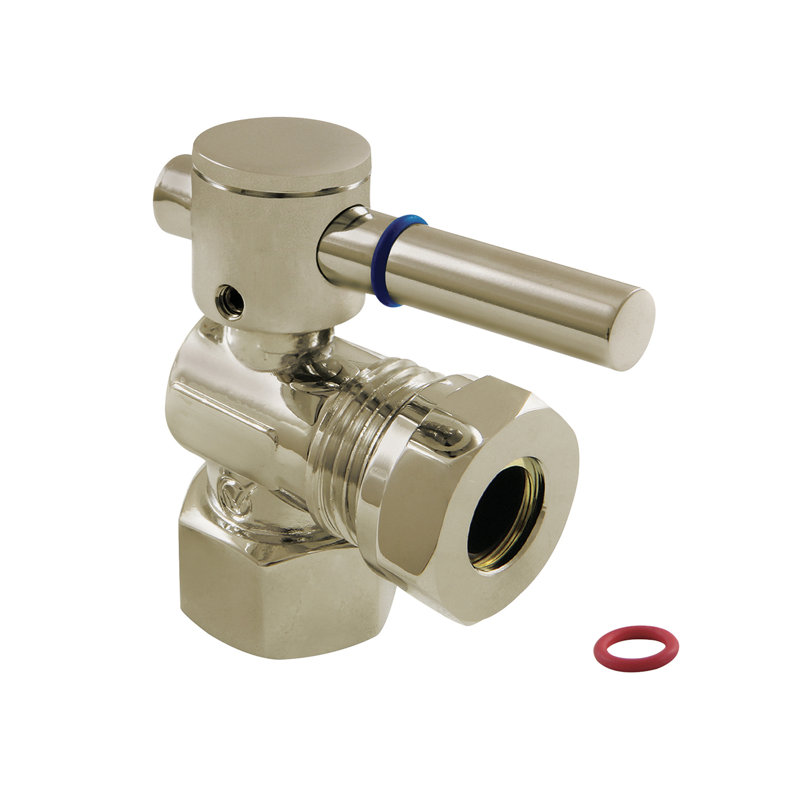 Kingston Brass Concord 1/2-Inch FIP x 1/2 or 7/16-Inch Slip Joint Quarter-Turn Angle Stop Valve, Brushed Nickel