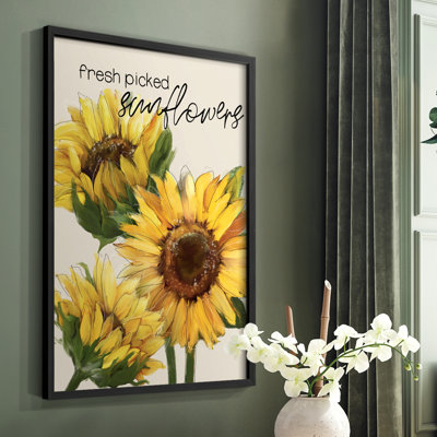 Fresh Picked Sunflowers Framed Print - Solid Wood