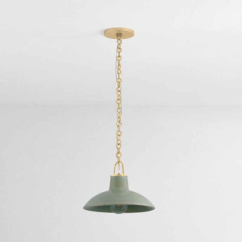 Luminaire suspendu POTTERSVILLE, Laiton, Sarcelle, H 10 po x l 12,5 po x P 12,5 po