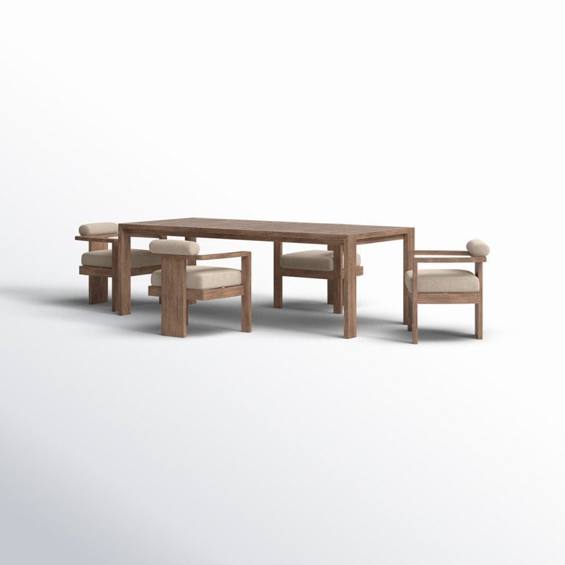 Caraker 82'' Rectangular 4 - Person Outdoor Dining Set with Cushions