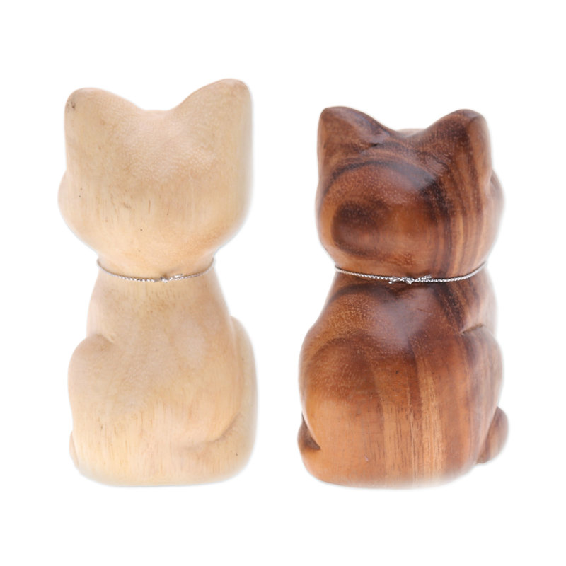Red Barrel Studio® Handmade Harmonious Meows Wood Figurines (Set Of 2)