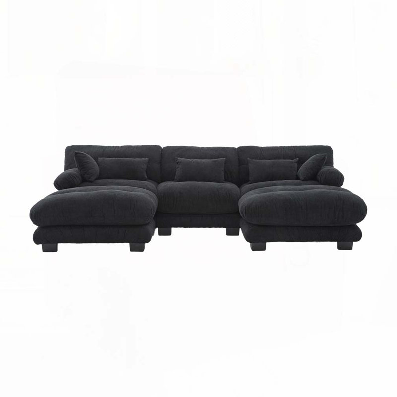 Canapé modulaire en U en velours 118,11 po, Noir