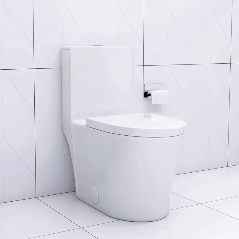 Toilette allongée en porcelaine avec chasse d'eau efficace et fabrication durable à 360 degrés blanc, Blanc