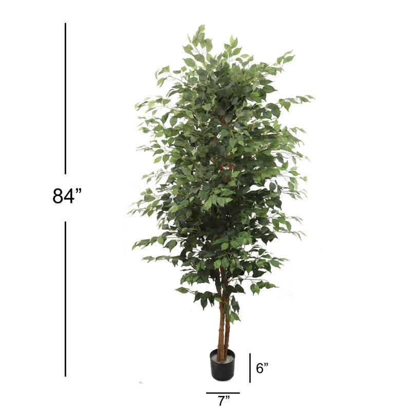 84-Inch Faux Ficus Tree in Pot - Artificial Tree Decor