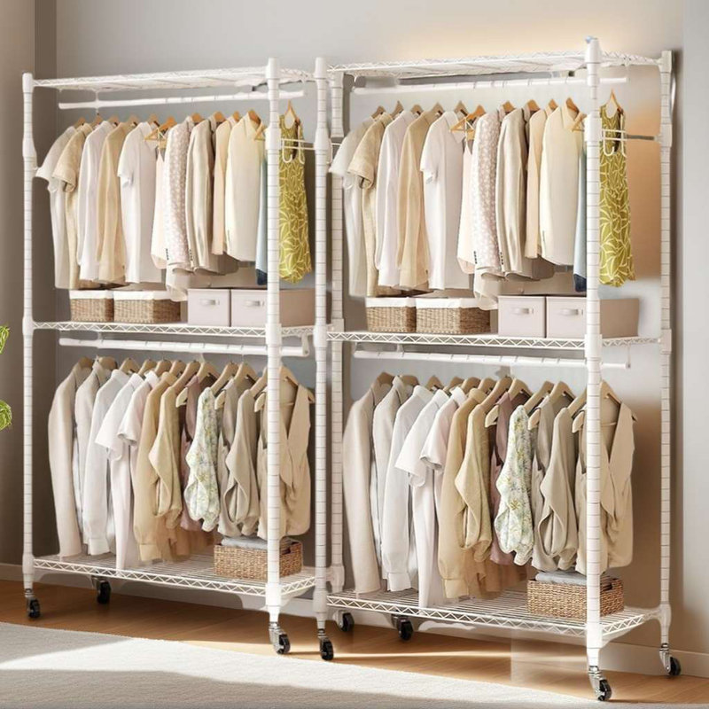 Ginjiro 60cm W Rolling Clothes Racks, White