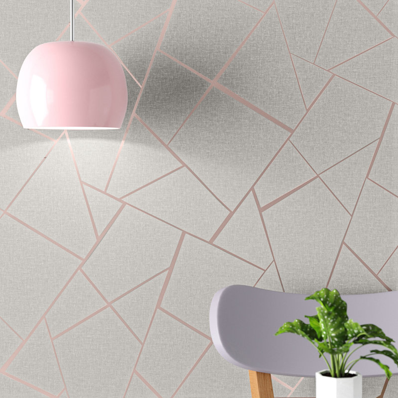 Fractal 10m x 53cm Wallpaper Roll, Rose Gold